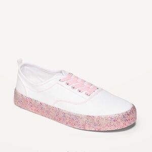 ✨ NEW Girls White Slip On Sneakers w/ Pink Accents | Girls Size 3 | Old Navy